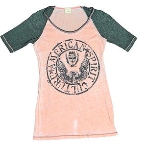 DAYTRIP: Rhinestoned Embellished Raglan T-shirt - Size Small